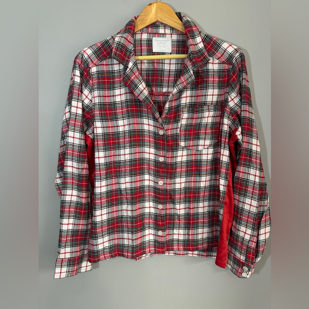Abercrombie & Fitch Red Plaid‎ Button PJ Top Sleepwear Womens Size Large
